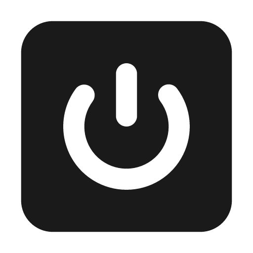 Square power filled icon, filled style, from Lucide Extended