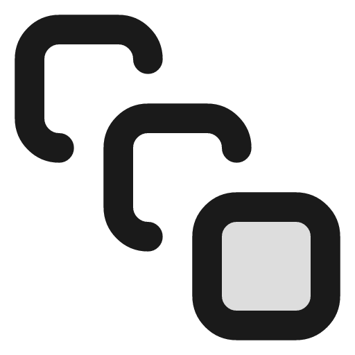Square stack duotone icon, two-tone style, from Lucide Extended