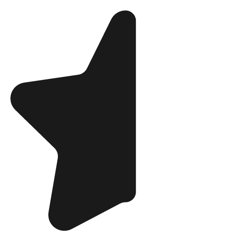 Star half filled icon, filled style, from Lucide Extended