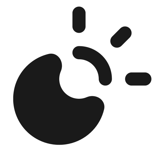 Sun moon filled icon, filled style, from Lucide Extended