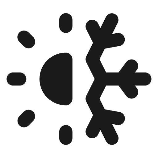 Sun snow filled icon, filled style, from Lucide Extended