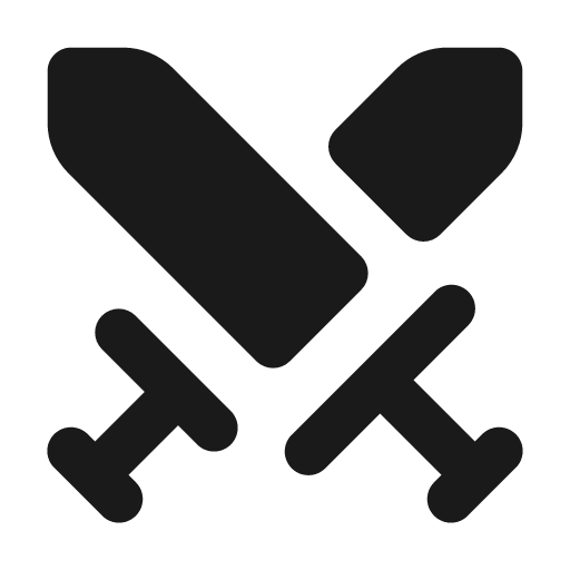 Swords filled icon, filled style, from Lucide Extended