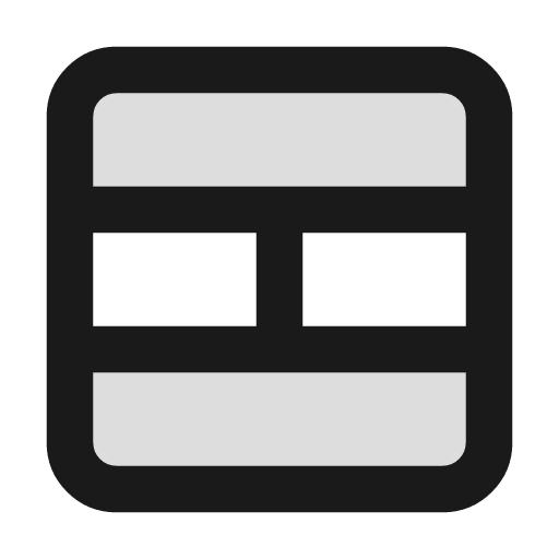 Table cells split duotone icon, two-tone style, from Lucide Extended