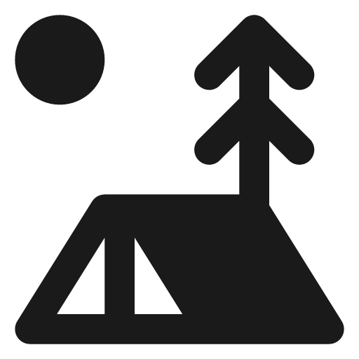 Tent tree filled icon, filled style, from Lucide Extended