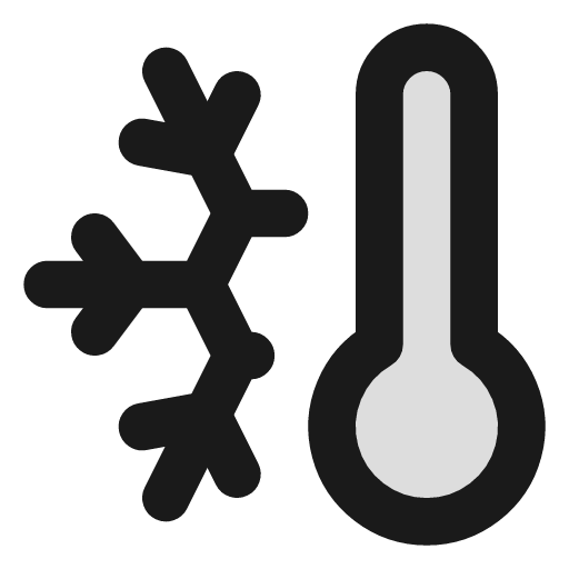 Thermometer snowflake duotone icon, two-tone style, from Lucide Extended