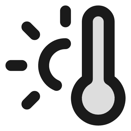 Thermometer sun duotone icon, two-tone style, from Lucide Extended