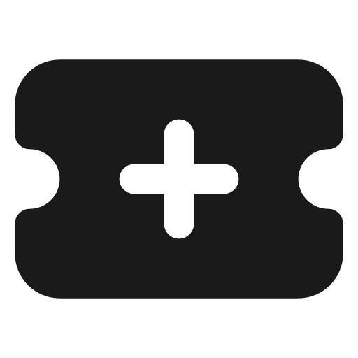 Ticket plus filled icon, filled style, from Lucide Extended