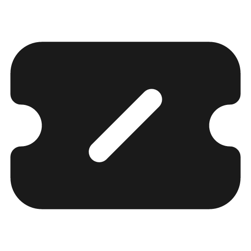 Ticket slash filled icon, filled style, from Lucide Extended