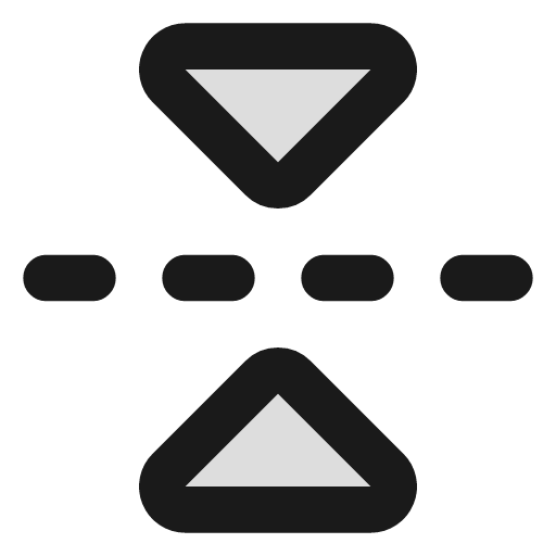 Triangles centerline dashed horizontal duotone icon, two-tone style, from Lucide Extended