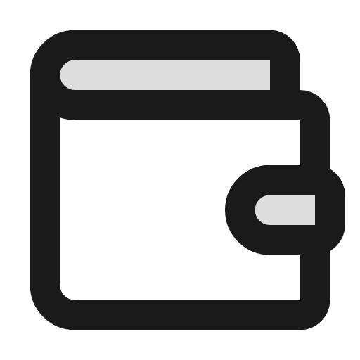 Wallet duotone icon, two-tone style, from Lucide Extended