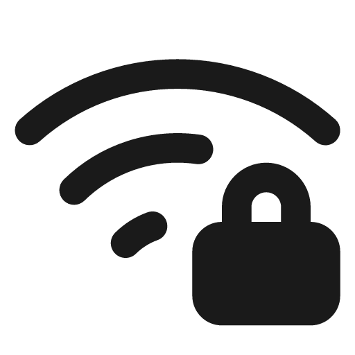 Wifi lock filled icon, filled style, from Lucide Extended