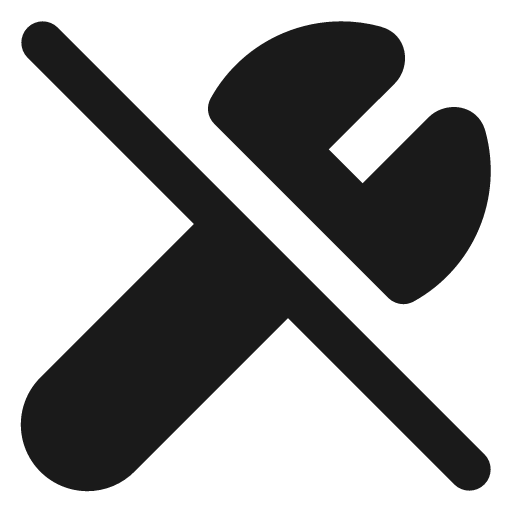 Wrench off filled icon, filled style, from Lucide Extended