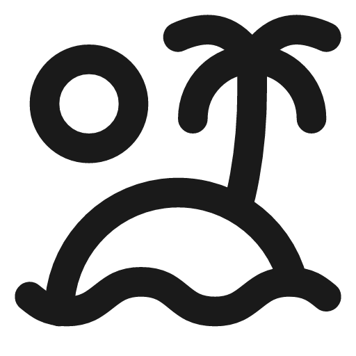 Palmtree island sun icon, line style, from Lucide Lab