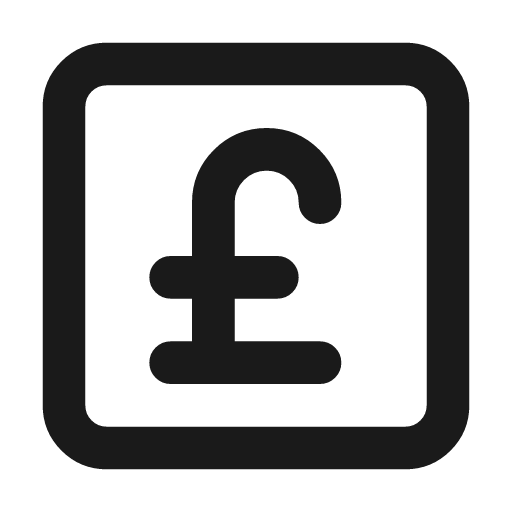 Pound sterling square icon, line style, from Lucide Lab