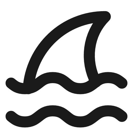 Waves shark fin icon, line style, from Lucide Lab