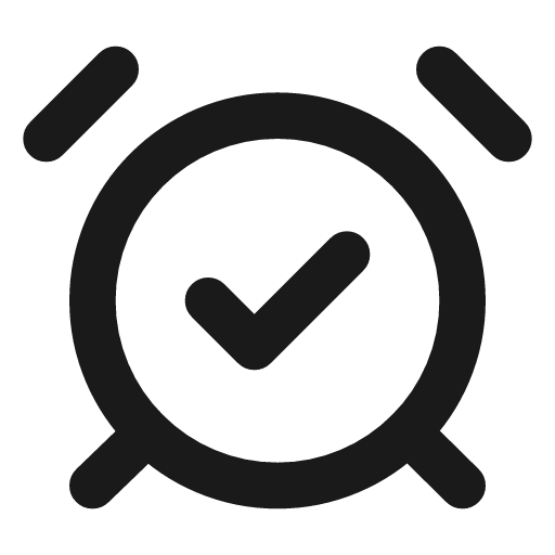 Alarm clock check icon, line style, from Lucide