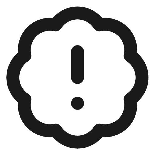 Badge alert icon, line style, from Lucide