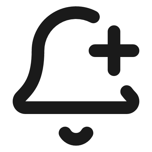 Bell plus icon, line style, from Lucide