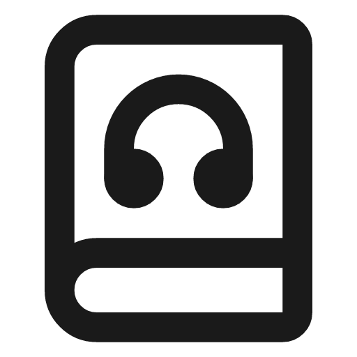 Book headphones icon, line style, from Lucide