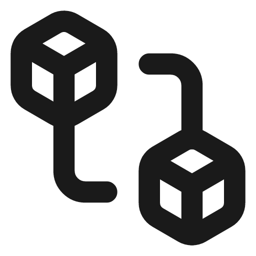 Boxes linked icon, line style, from Lucide