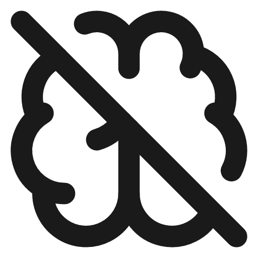 Brain off icon, line style, from Lucide