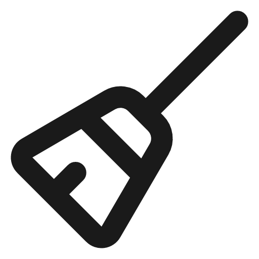 Broom icon, line style, from Lucide