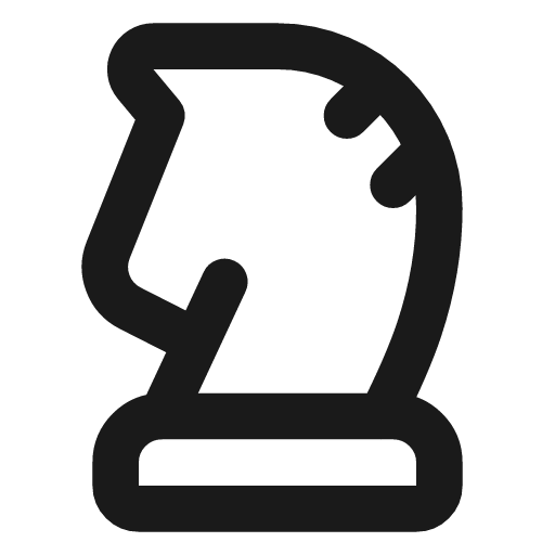 Chess knight icon, line style, from Lucide
