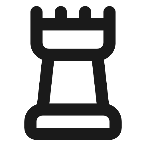 Chess rook icon, line style, from Lucide