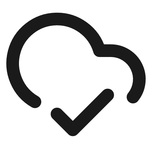 Cloud check icon, line style, from Lucide