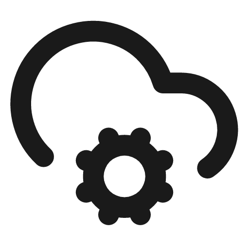 Cloud cog icon, line style, from Lucide