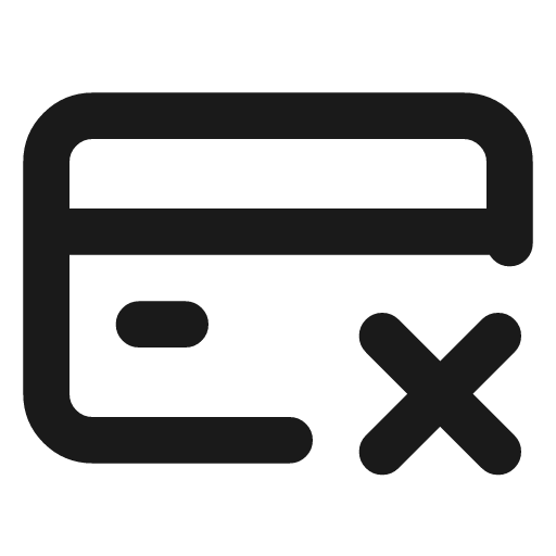 Credit card x icon, line style, from Lucide