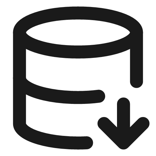 Database arrow down icon, line style, from Lucide