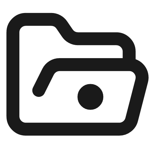 Folder open dot icon, line style, from Lucide