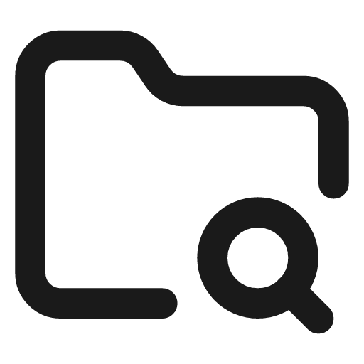 Folder search icon, line style, from Lucide