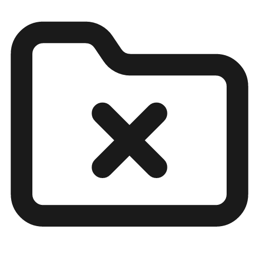 Folder x icon, line style, from Lucide