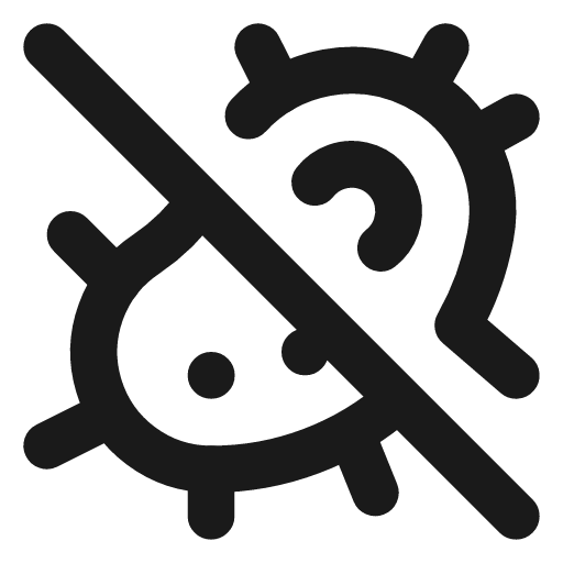 Germ off icon, line style, from Lucide