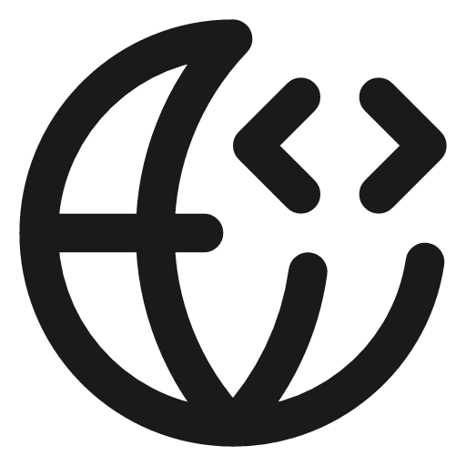 Globe code icon, line style, from Lucide
