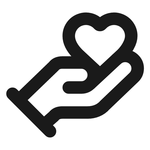 Hand heart icon, line style, from Lucide