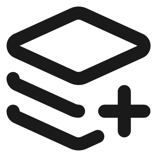 Layers plus icon, line style, from Lucide