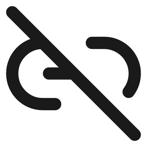 Link 2 off icon, line style, from Lucide