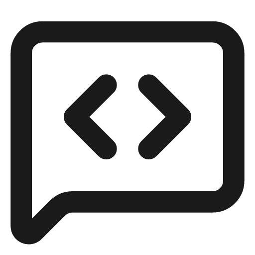 Message square code icon, line style, from Lucide