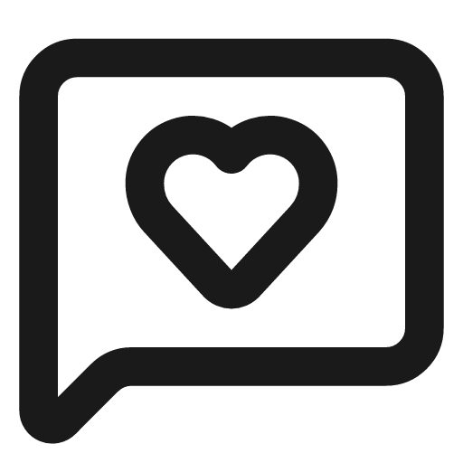 Message square heart icon, line style, from Lucide
