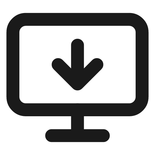 Monitor down icon, line style, from Lucide
