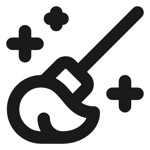 Mop sparkles icon, line style, from Lucide