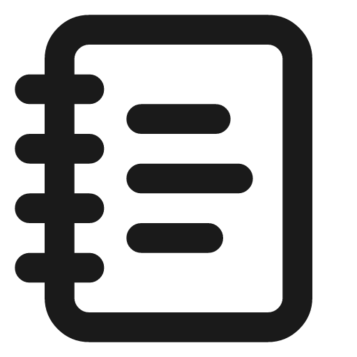 Notebook text icon, line style, from Lucide