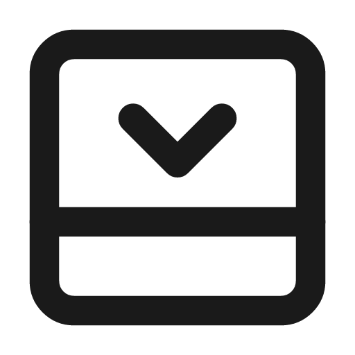 Panel bottom close icon, line style, from Lucide