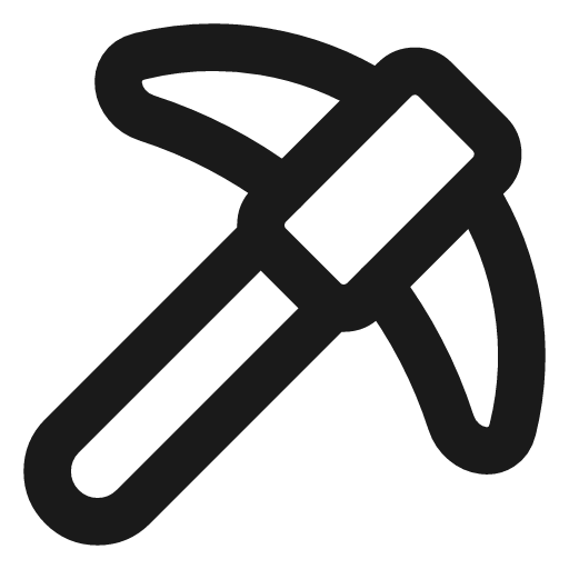 Pickaxe icon, line style, from Lucide