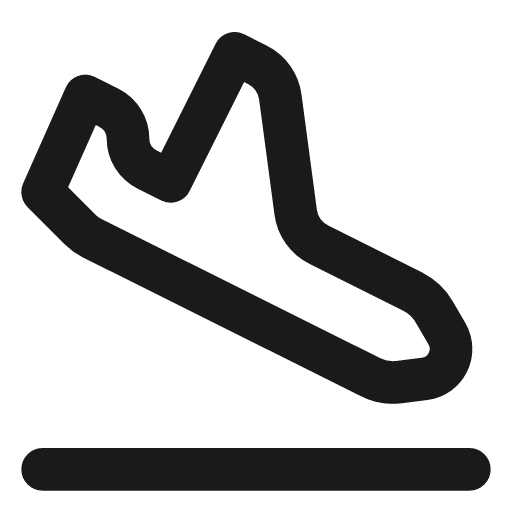Plane landing icon, line style, from Lucide