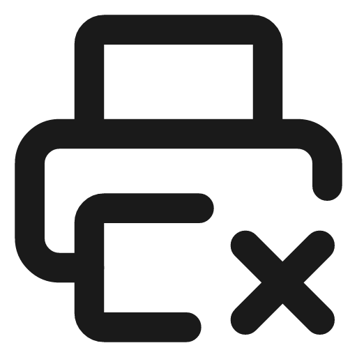 Printer x icon, line style, from Lucide