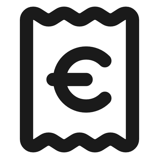 Receipt euro icon, line style, from Lucide
